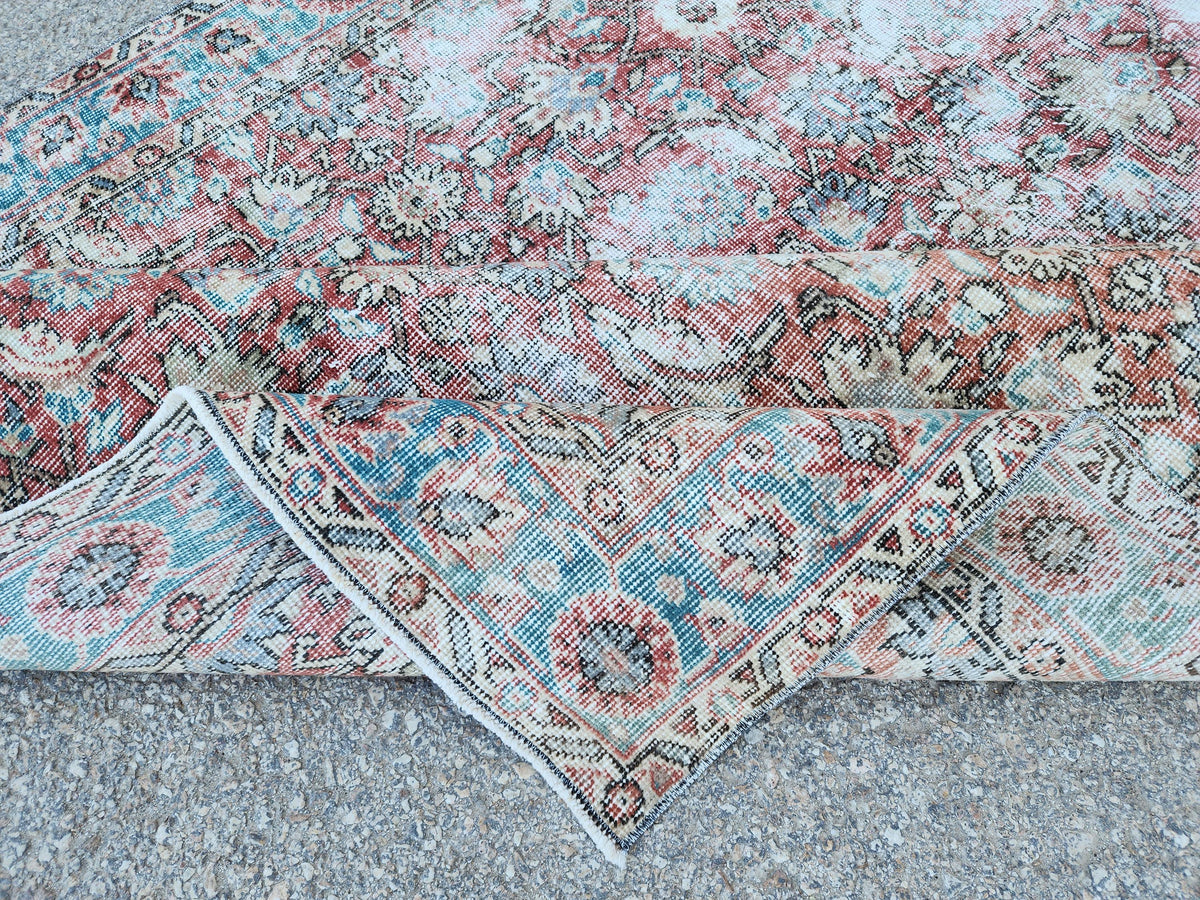Handwoven Turkish Oushak Rug 5x8: Wool & Cotton Antique Style