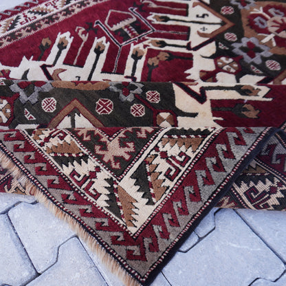 5x6 Vintage Kars Wool Rug: Hand Woven Turkish Area Rug