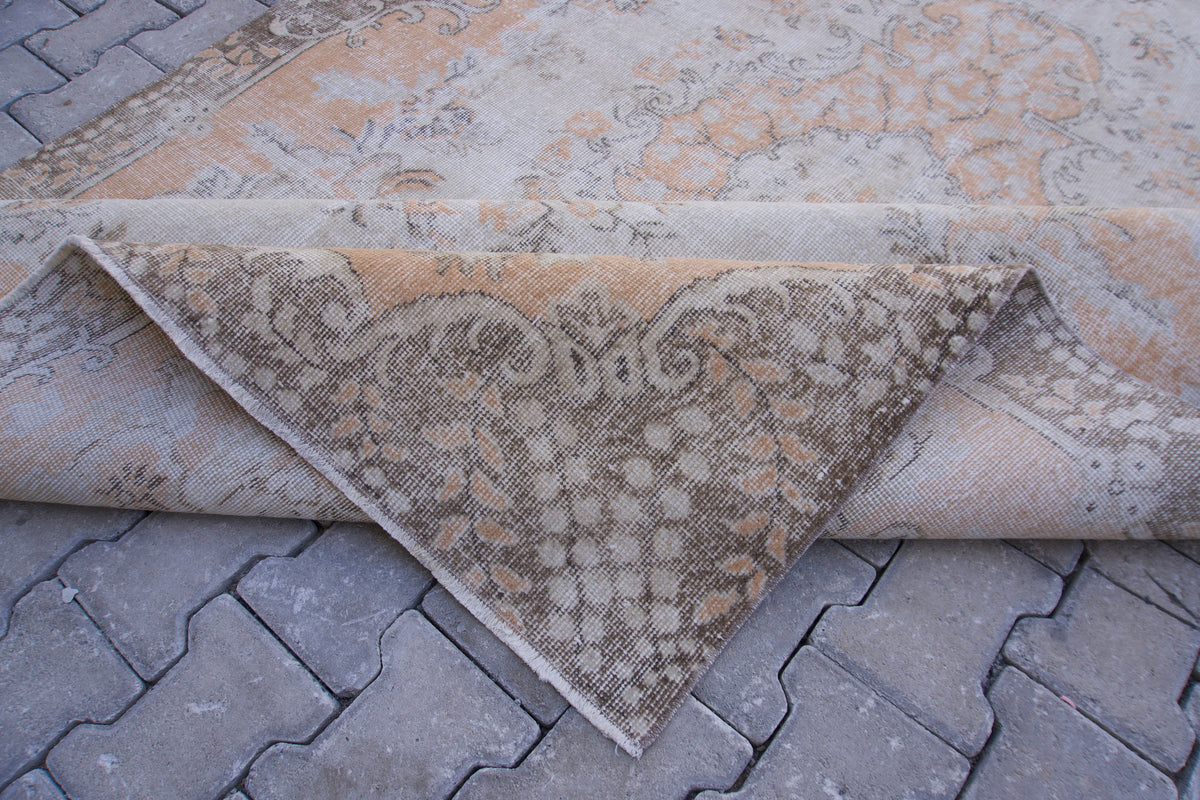 6x10 Vintage Turkish Oushak Rug: Handwoven Wool & Cotton