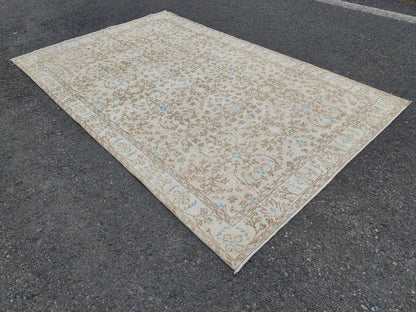 Handwoven Turkish Oushak Rug 5x8: Wool & Cotton Bohemian Rug