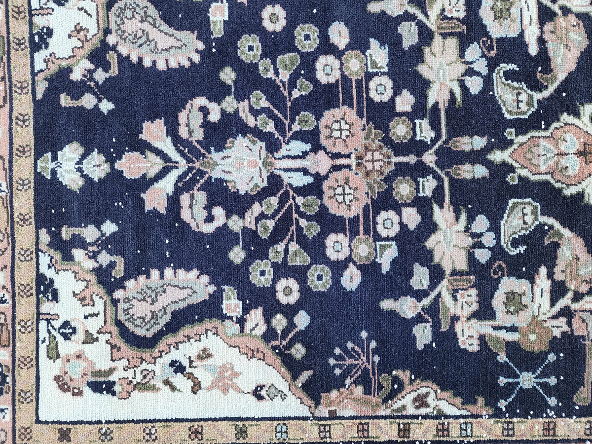 4x9 Hand Made Runner Rug: Navy Blue, Home Rustic Entry Decor