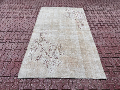 Handwoven Turkish Oushak Rug 3x6: Wool & Cotton Blend