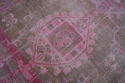 Vintage Kars Rug 4.6x10.6: Brown & Pink Hand-Knotted Turkish Wool Rug
