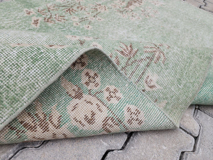 Vintage Turkish Oushak Rug 3x6: Handwoven Wool & Cotton Area Rug