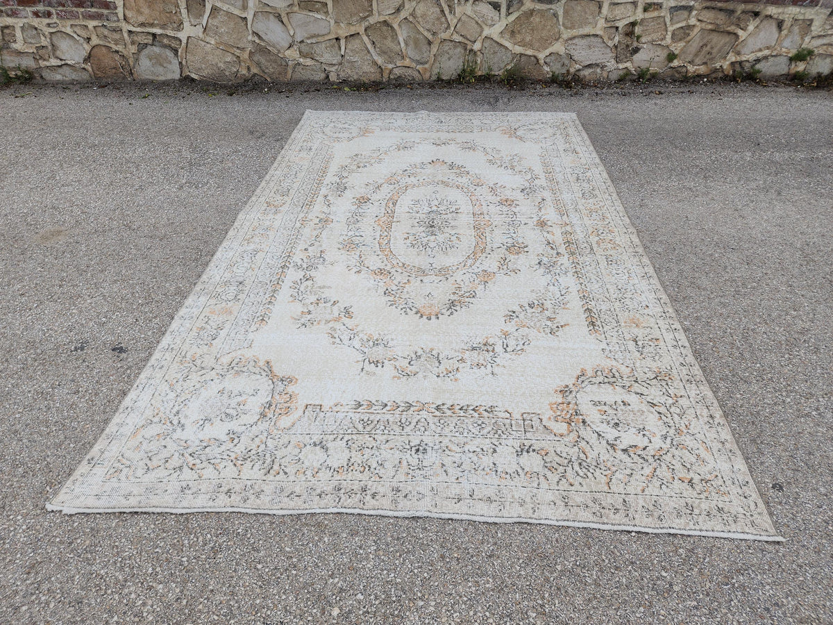 Oushak Rug 6x10, Turkish Hand Made Wool Carpet, Medallion Design