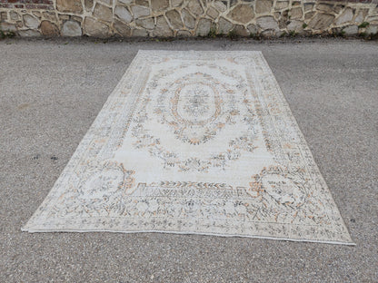 Oushak Rug 6x10, Turkish Hand Made Wool Carpet, Medallion Design
