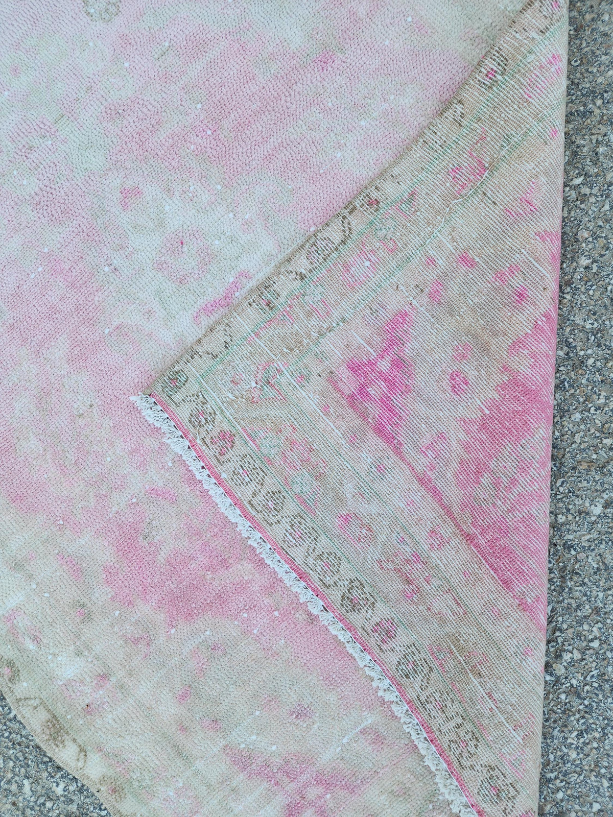 3x9 Boho Runner Rug, Powder Pink Wool Hand Made, Kitchen Rustic Decor