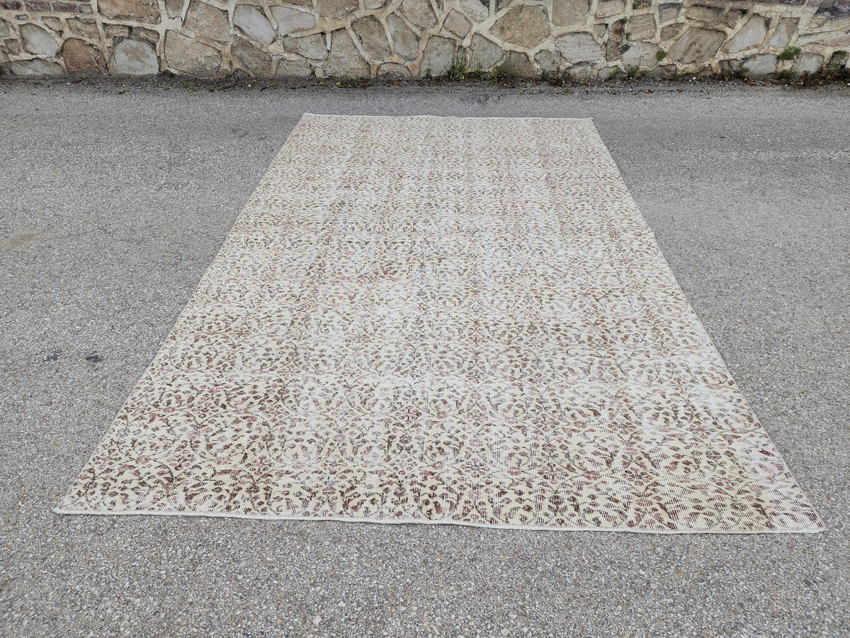 Oushak Area Rug 6x10, Turkish Hand Made Carpet, Oriental Boho Decor