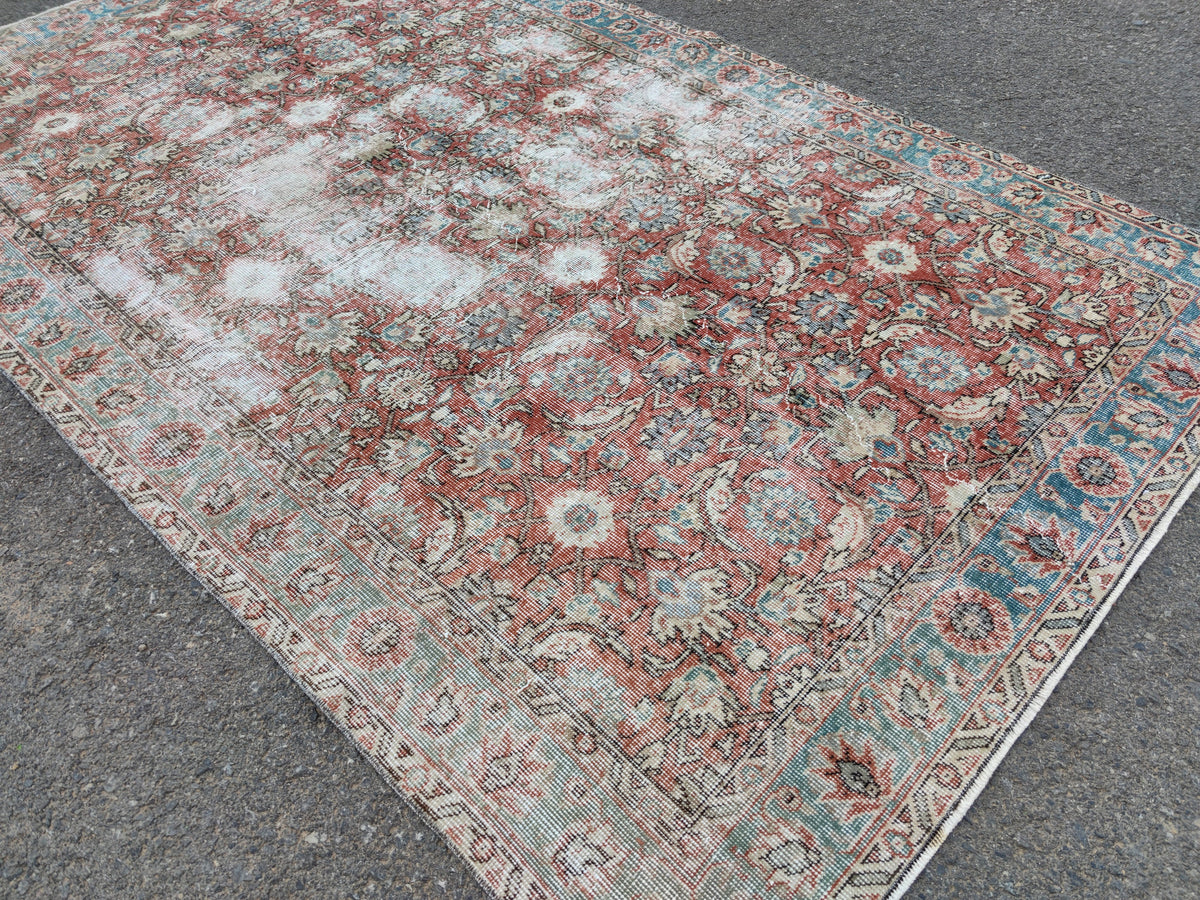Handwoven Turkish Oushak Rug 5x8: Wool & Cotton Bohemian Decor