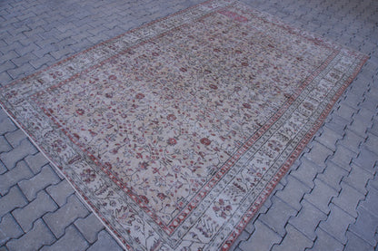 7x10 Neutral Area Rug, Living Room Home Decor, Oriental Rustic Carpet