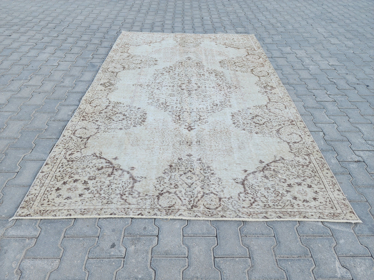 Dining Room Rug 6x10, Turkish Hand Knotted Carpet, Living Room Boho Decor
