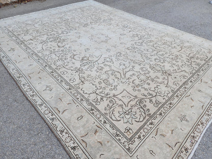 9x13 Neutral Rustic Wool Rug, Beige Soft Green Living Room Decor