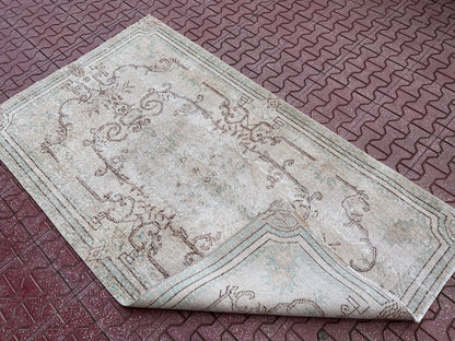 Handwoven Turkish Oushak Rug 4x7: Wool & Cotton Anatolian Carpet