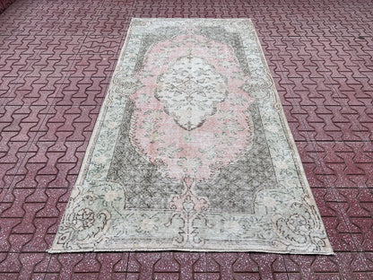 Handwoven Turkish Oushak Rug: Small Wool & Cotton Bohemian Rug