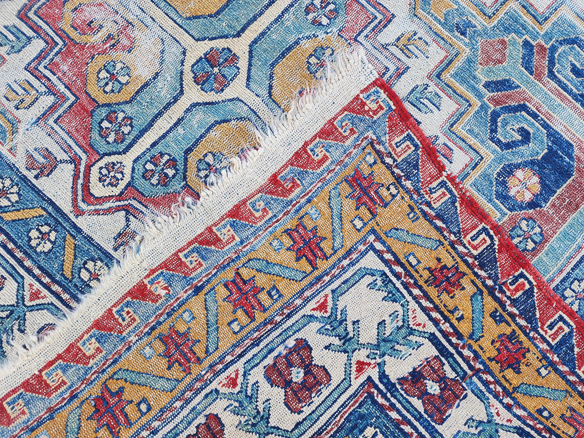 5x8 Antique Soumak Rug, Handwoven Wool Bohemian Eclectic Area Rug, Neutral Accent Decor