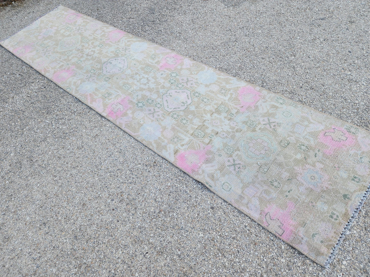 Handmade Wool Runner Rug 2x9: Neutral Farmhouse Boho Decor