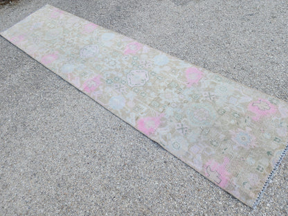 Handmade Wool Runner Rug 2x9: Neutral Farmhouse Boho Decor