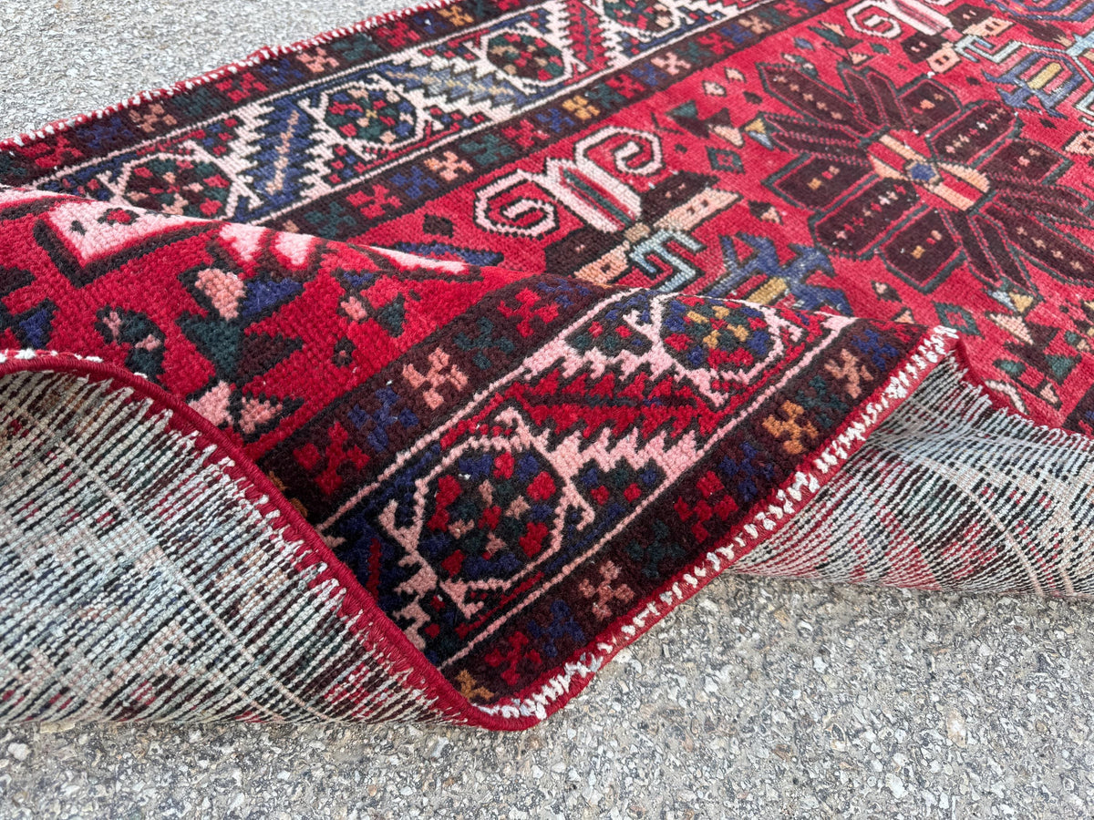 Handmade 3x12 Natural Runner Rug: Boho Hallway Decor, Persian Design