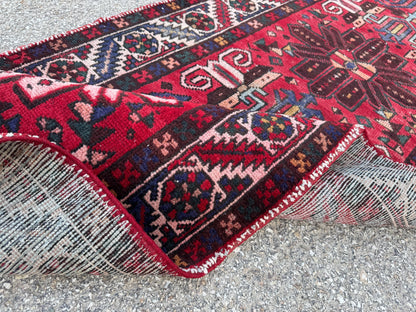 Handmade 3x12 Natural Runner Rug: Boho Hallway Decor, Persian Design
