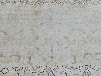 Vintage Hand Knotted Wool Rug 9×12, Persian Beige Oriental Traditional Carpet