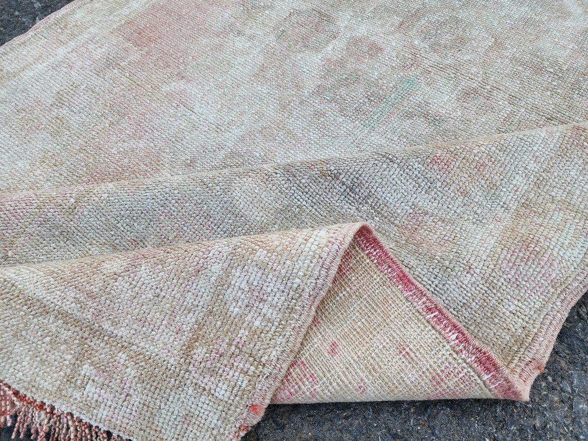 Handwoven Oushak Rug 3x6: Bohemian Turkish Wool Rug