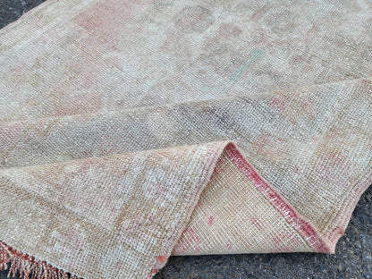 Handwoven Oushak Rug 3x6: Bohemian Turkish Wool Rug