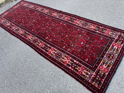 3x10 Red Wool Persian Runner Rug, Hand Knotted Hallway Decor
