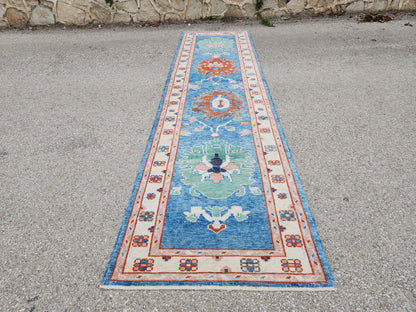 3x12 Oushak Runner Rug, Eco friendly Carpet, Home Hallway Decor, Up cycled Wool