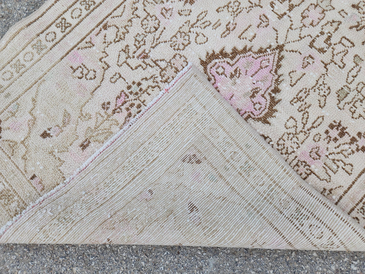 3x9 Neutral Runner Rug, Beige Hand Knotted, Boho Home Decor
