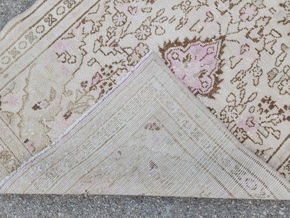 3x9 Neutral Runner Rug, Beige Hand Knotted, Boho Home Decor