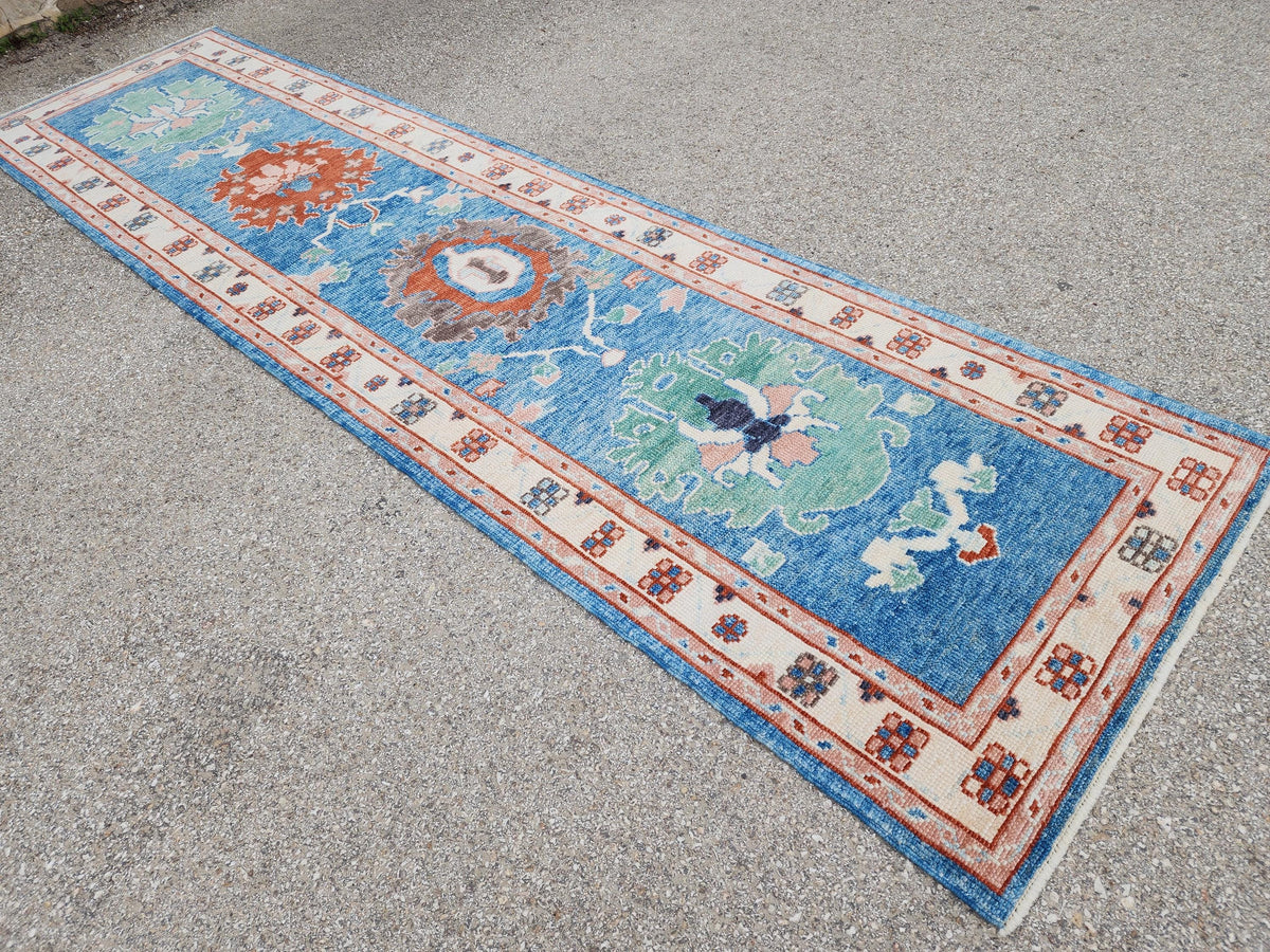 3x12 Oushak Runner Rug, Eco friendly Carpet, Home Hallway Decor, Up cycled Wool