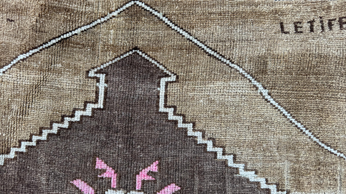 3x7 Small Kars Rug, Hand Knoted Boho Decor, Wool on Wool Brown Carpet