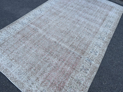 Handmade Wool Oushak Rug 5x9: Muted Red, Century Modern