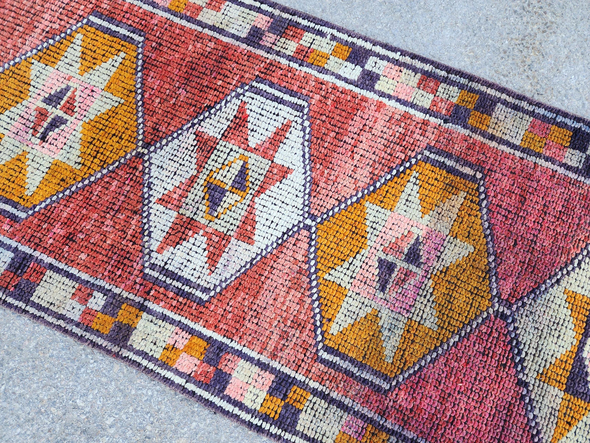 2x11 Herki Runner Rug, Turkish Hand Made Wool, Eco Friendly, Hallway Rustic Decor