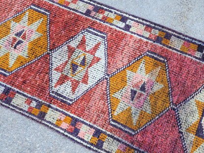 2x11 Herki Runner Rug, Turkish Hand Made Wool, Eco Friendly, Hallway Rustic Decor