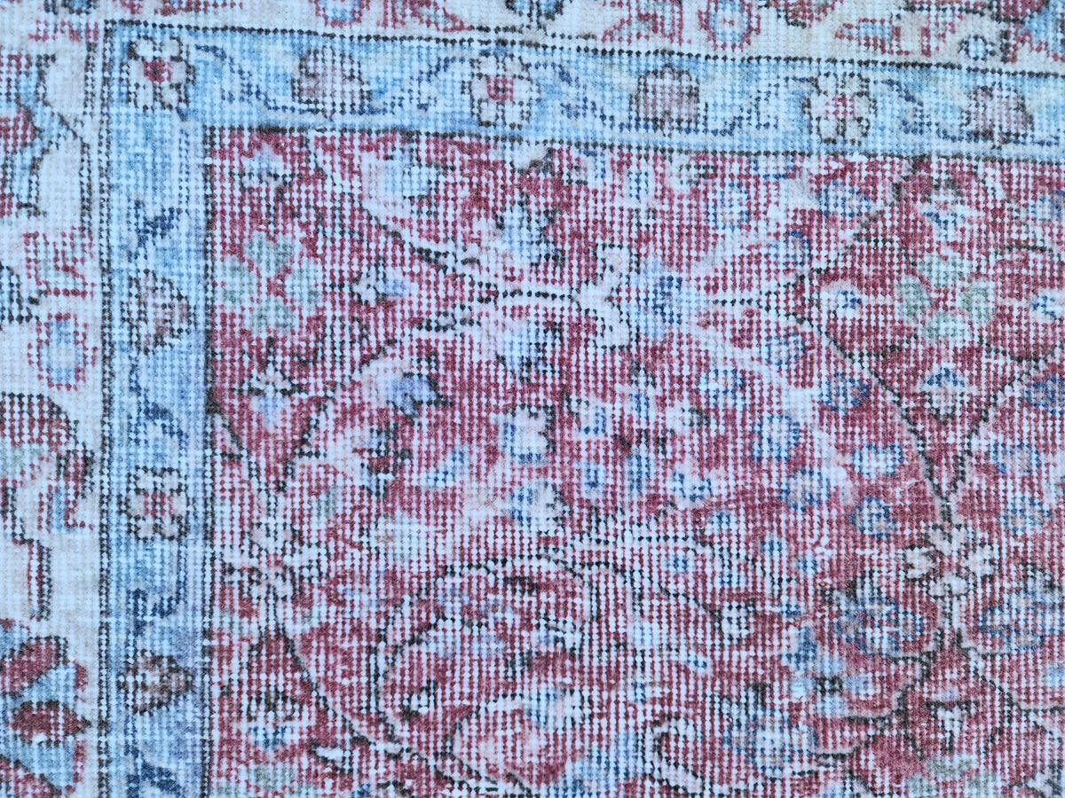 6x9 Turkish Area Rug, Faded Red Wool, Rustic Home Decor