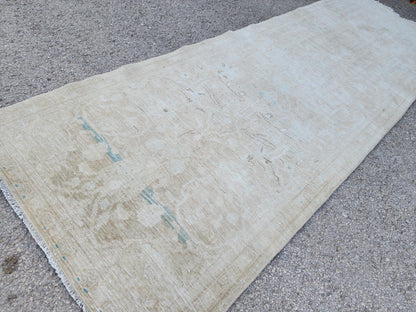 Neutral Muted Runner Rug 3x10, Bohemian Home Decor, Turkish Hand Made Carpet, Beige Color