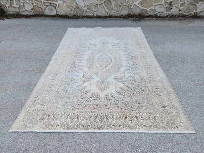 6x9 Persian Neutral Rug, Bohemian Home Decor, Eco Friendly