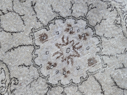 Gray Hand Made Rug 6x9, Oushak Turkish Area Carpet, Living Room Decor