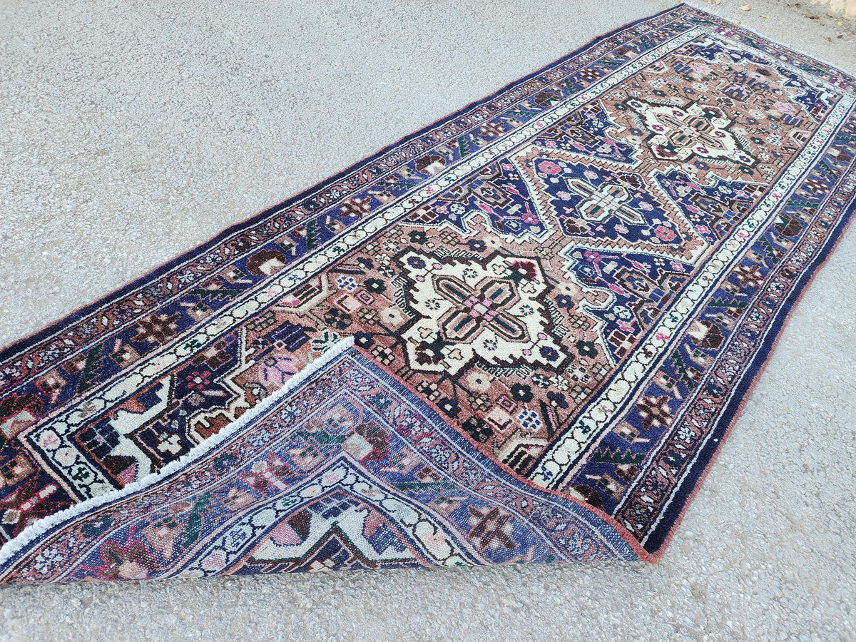 3x9 Hand Made Runner Rug: Persian Medallion Design, Rustic Decor