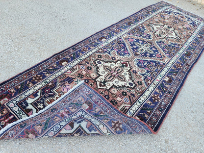 3x9 Hand Made Runner Rug: Persian Medallion Design, Rustic Decor