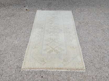 Mini Neutral Rug 2x4, Turkish Hand Made Area Carpet, Rustic Mini Home Decor