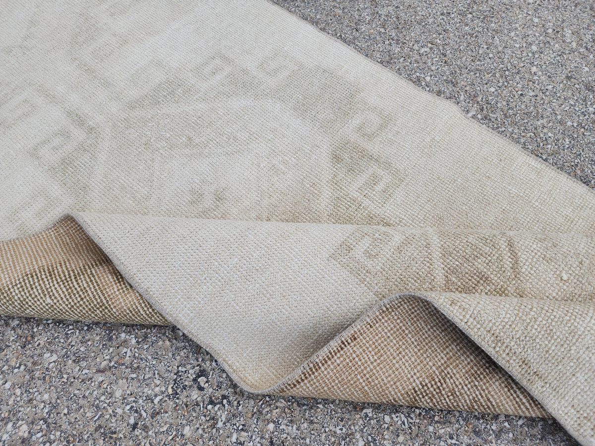 2x11 Neutral Runner Rug, Rustic Oriental Hallway Decor, Muted Wool