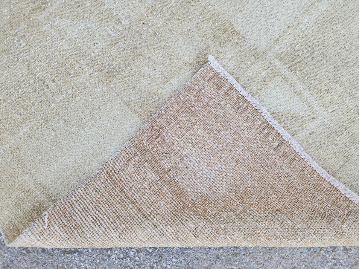 3x11 Neutral Turkish wool Runner: Hand Made Geometric Design
