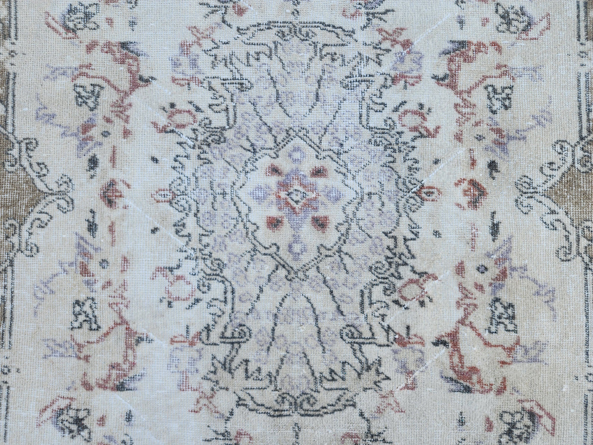 Handwoven Turkish Oushak Rug 3x6: Wool & Cotton Medallion Design