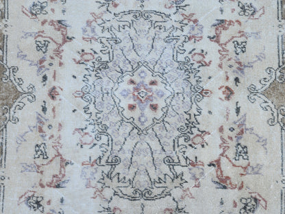 Handwoven Turkish Oushak Rug 3x6: Wool & Cotton Medallion Design