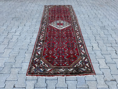 Handmade Oriental Runner Rug: Rustic Kitchen Hallway Decor (3x9)