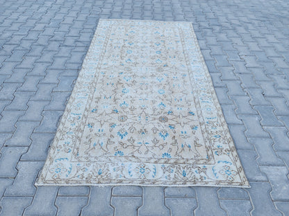 Handwoven Turkish Oushak Rug: 4x7 Neutral Wool & Cotton