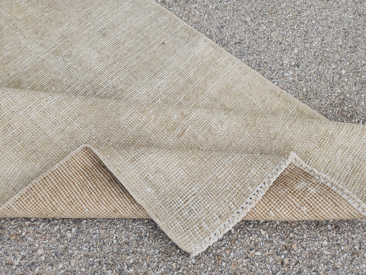 3x11 Neutral Hand-Knotted Turkish Runner Rug, Wool Hallway & Entryway Rug, Rustic Decor