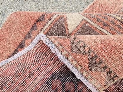 Turkish Runner Rug 2.6x9.8 ft, Oriental Hand Made Carpet, Hallway Rustic Runner